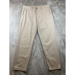 Zara Mens Houndstooth Dress Pants Beige Business Trousers US 34 (35x28.5) Comfy